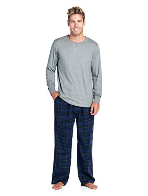 Ashford & Brooks Mens Flannel Long-Sleeve Top and Flannel Bottom Pajama Set