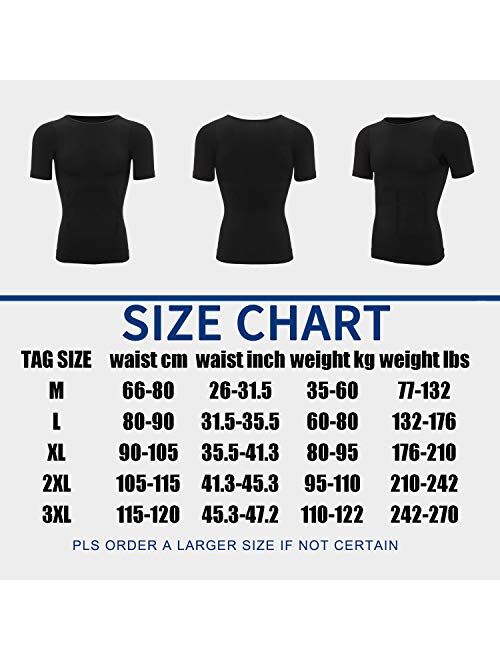 MISS MOLY Compression Shirts for Men Body Shaper Undershirt Gynecomastia Vest Seamless Control Tank Top Shapewear