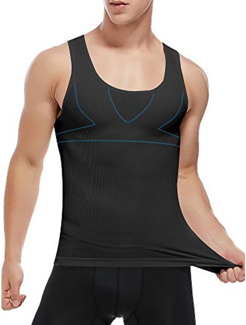 MISS MOLY Compression Shirts for Men Body Shaper Undershirt Gynecomastia Vest Seamless Control Tank Top Shapewear