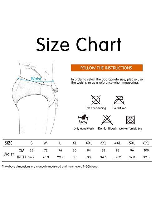 NonEcho Men Padded Briefs Boxers Underwear Butt Booster Hip Enhancer 4 Detachable Pads