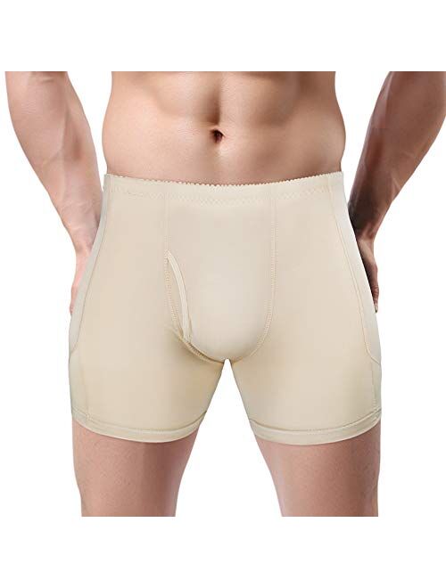 NonEcho Men Padded Briefs Boxers Underwear Butt Booster Hip Enhancer 4 Detachable Pads