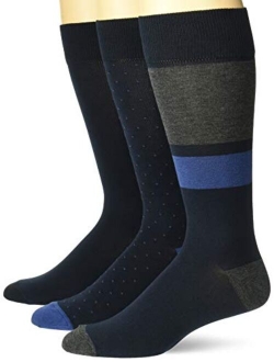 Amazon Brand - Buttoned Down Men's 3-Pack Pima Cotton Pattern Dress Socks