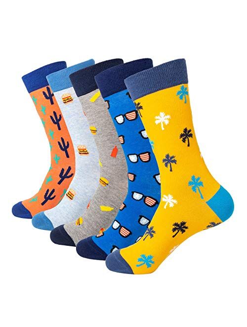 Mens 5/6 Pack Patterned Striped Cotton Funky Happy Dress Socks Gift Box