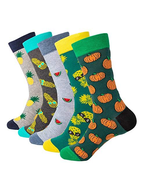 Mens 5/6 Pack Patterned Striped Cotton Funky Happy Dress Socks Gift Box