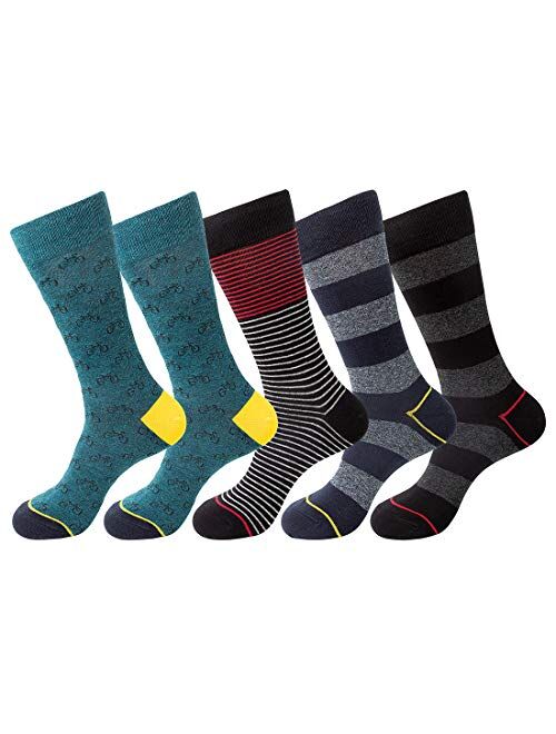 Mens 5/6 Pack Patterned Striped Cotton Funky Happy Dress Socks Gift Box