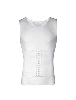 HEXIN Mens Slimming Body Shaper Shirts Abs Abdomen Compression Shapewear