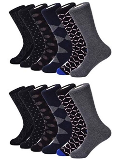 Mio Marino Mens Dress Socks - Moisture Control - Everyday Crew Socks - 12 Pack