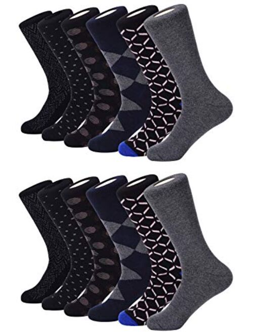 Marino Avenue Mio Marino Mens Dress Socks - Moisture Control - Everyday Crew Socks - 12 Pack