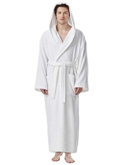 Arus Men's Hooded Classic Bathrobe Turkish Cotton Robe with Full Length Options