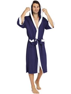 YIMANIE Men's Waffle-Weave Robe Cotton Spa Bathrobe Lightweight Soft Kimono Sleepwear