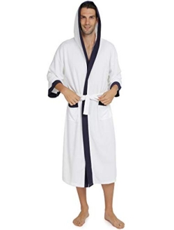 YIMANIE Men's Waffle-Weave Robe Cotton Spa Bathrobe Lightweight Soft Kimono Sleepwear