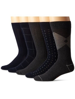 Men's 5 Pack Classics Dress Dashed Crew Socks