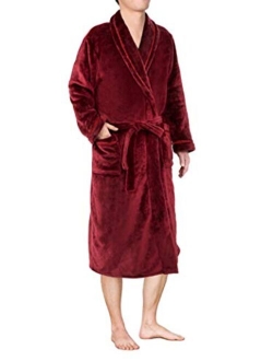 Mens Plush Fleece Robe | Soft, Warm, Spa Bathrobe for Men, Shawl Collar