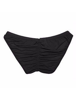 FEESHOW Men's Silky Bikini Briefs Bulge Pouch Underwear Swimwear Ruched Back