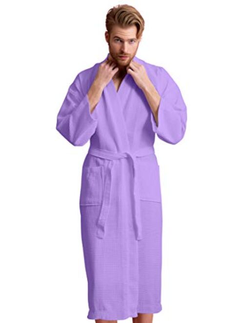 Handsome Waffle Spa Bathrobe for Men. Luxurious Square Pattern Turkish Cotton