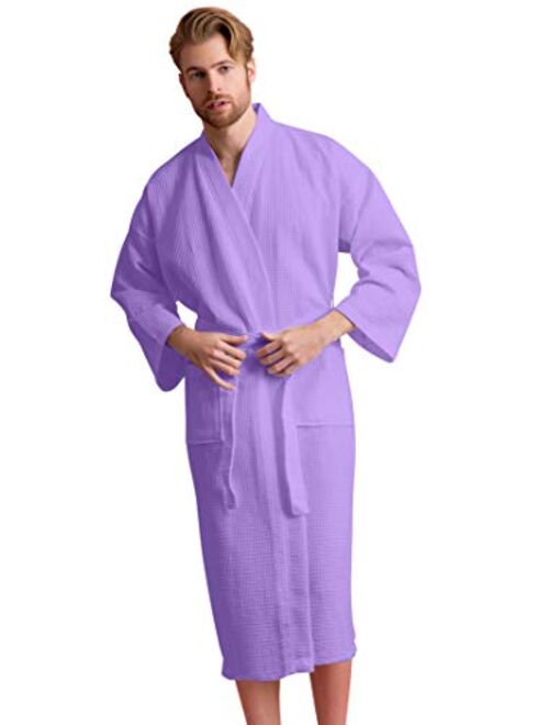 Handsome Waffle Spa Bathrobe for Men. Luxurious Square Pattern Turkish Cotton