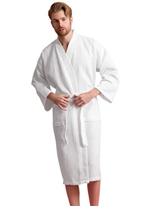 Handsome Waffle Spa Bathrobe for Men. Luxurious Square Pattern Turkish Cotton