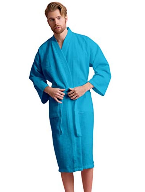 Handsome Waffle Spa Bathrobe for Men. Luxurious Square Pattern Turkish Cotton