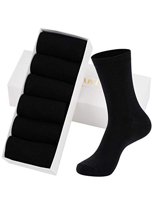 MAGIARTE Mens Dress Socks Soft Cotton Blend Crew Socks for men 6 & 12-Pack