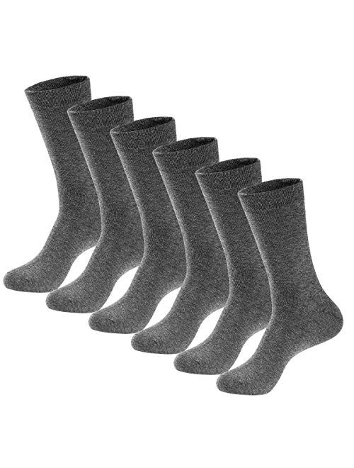 MAGIARTE Mens Dress Socks Soft Cotton Blend Crew Socks for men 6 & 12-Pack