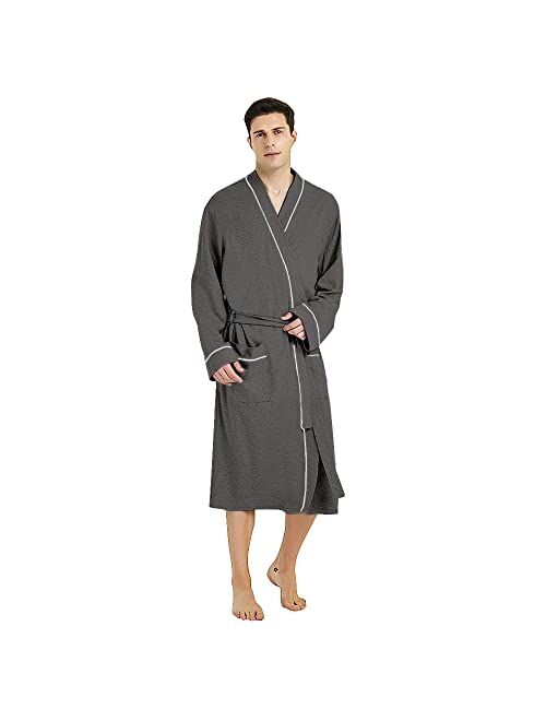 U2SKIIN Mens Cotton Lightweight Knit Pocket Bathrobe