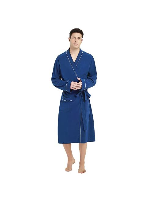 U2SKIIN Mens Cotton Lightweight Knit Pocket Bathrobe