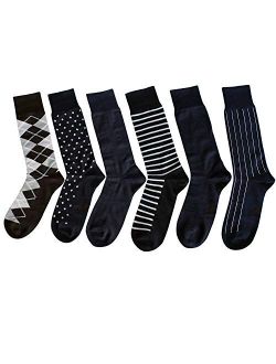 Modal Odor Resistant Cotton Business Dress Men's Crew Socks 6 Pack