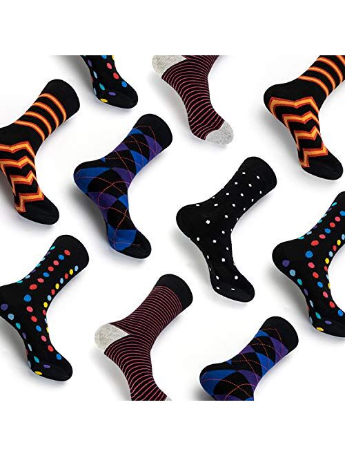 Cotre Men's Dress Socks - Colorful Funky Socks for Men- Cotton Patterned Men's Socks (6 Pairs)