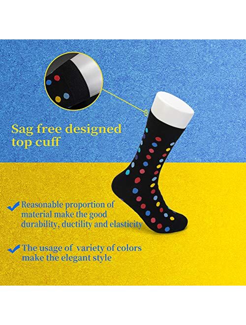 Cotre Men's Dress Socks - Colorful Funky Socks for Men- Cotton Patterned Men's Socks (6 Pairs)