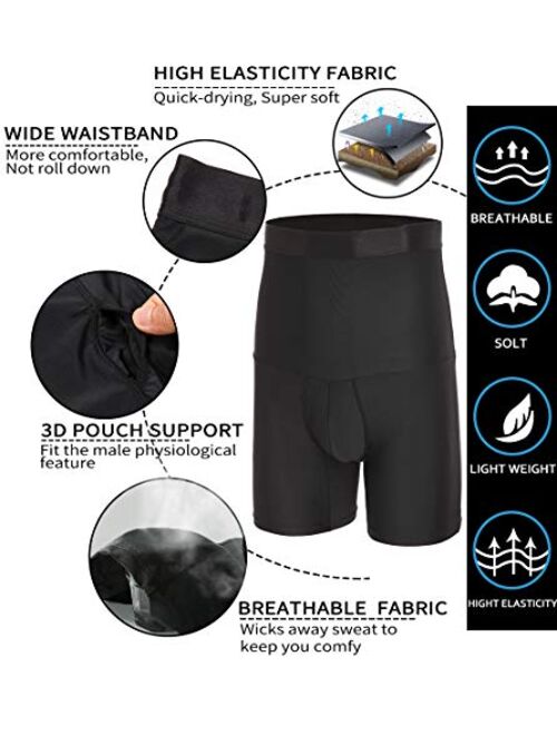 SLIMBELLE Men Tummy Control Shorts High Waist Body Slimmer Shaper, Belly Girdle Compression Underwear Boxer Brief