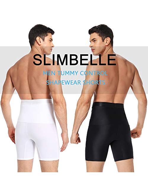 SLIMBELLE Men Tummy Control Shorts High Waist Body Slimmer Shaper, Belly Girdle Compression Underwear Boxer Brief