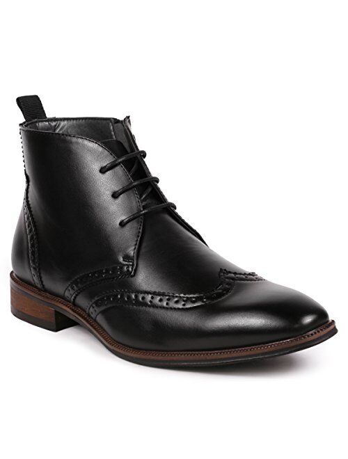 Metrocharm MC116 Men's Lace Up Perforated Wing Tip Formal Dress Ankle Boots