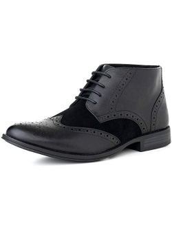 Geneva Mens Ankle Boots Lace Up Twotone Brogue Wing Tip Dress Shoes