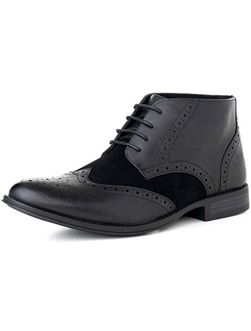 Alpine Swiss Geneva Mens Ankle Boots Lace Up Twotone Brogue Wing Tip Dress Shoes