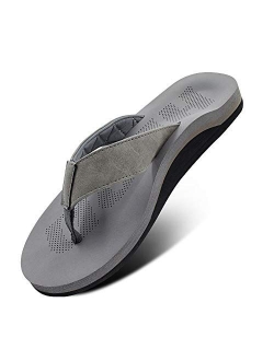 Men Sandals Flip Flop with Orthotic For Flat Feet Plantar Fasciitis Arch Support Athletic Slide Sandals for Men with Soft Cushion Footbed