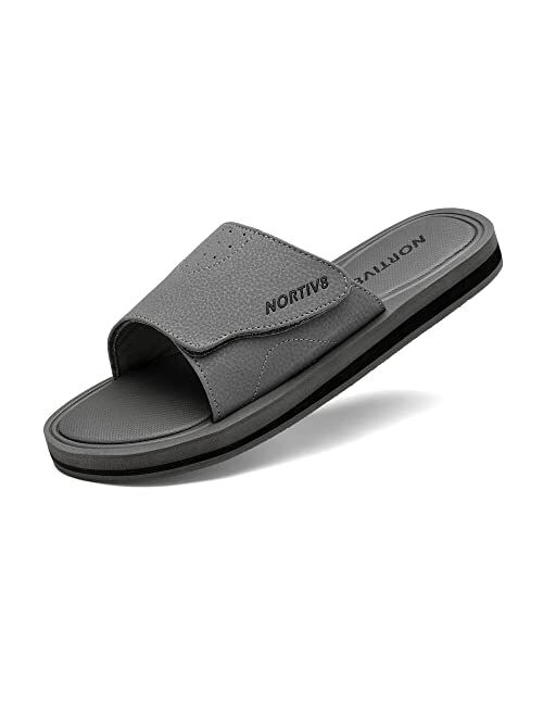 NORTIV 8 Mens Slide Sandals Comfort Lightweight Beach Shoes