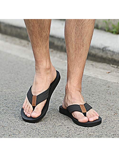 MAIITRIP Men's Soft Comfort Flip Flops(Size:7-13)(Black,Brow,Blue,Grey)