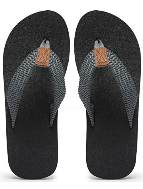 MAIITRIP Men's Soft Comfort Flip Flops(Size:7-13)(Black,Brow,Blue,Grey)