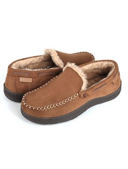 Zigzagger Men's Microsuede Moccasin Slippers Memory Foam House Shoes