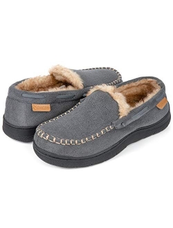 Zigzagger Men's Microsuede Moccasin Slippers Memory Foam House Shoes