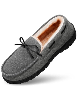 MIXIN Mens Slippers Moccasins Slippers for Men Warm House Slip on Flats Shoes with Cozy Memory Foam for Men Indoor With Arch Support
