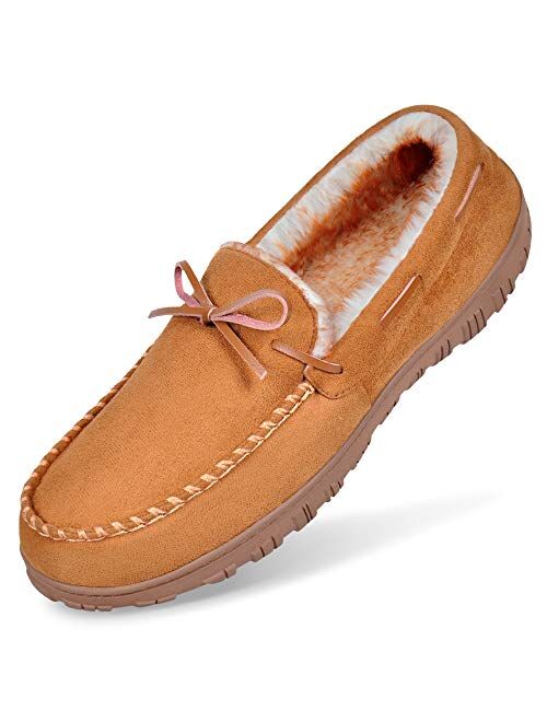 MIXIN Mens Slippers Moccasins Slippers for Men Warm House Slip on Flats Shoes with Cozy Memory Foam for Men Indoor With Arch Support