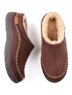 Zigzagger Men's Fuzzy Microsuede Moccasin Style Slippers Indoor/Outdoor Fluffy House Shoes