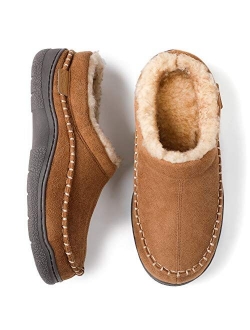 Zigzagger Men's Fuzzy Microsuede Moccasin Style Slippers Indoor/Outdoor Fluffy House Shoes