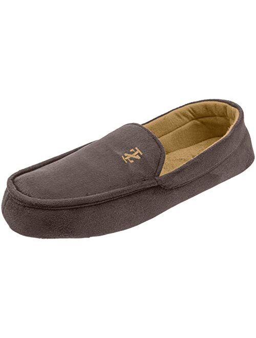 IZOD Men's Classic Two-Tone Moccasin Slipper, Winter Warm Slippers with Memory Foam, Size 8 to 13