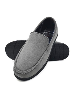 mysoft Men's Comfort Memory Foam Slippers Moccasin House Shoes Anti-Slip Sole Indoor Outdoor