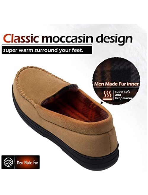 mysoft Men's Comfort Memory Foam Slippers Moccasin House Shoes Anti-Slip Sole Indoor Outdoor