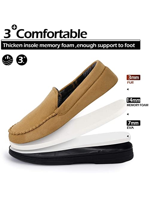 mysoft Men's Comfort Memory Foam Slippers Moccasin House Shoes Anti-Slip Sole Indoor Outdoor