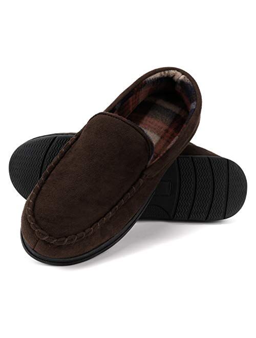 mysoft Men's Comfort Memory Foam Slippers Moccasin House Shoes Anti-Slip Sole Indoor Outdoor