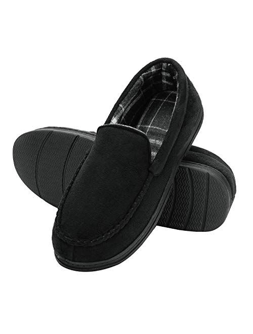 mysoft Men's Comfort Memory Foam Slippers Moccasin House Shoes Anti-Slip Sole Indoor Outdoor